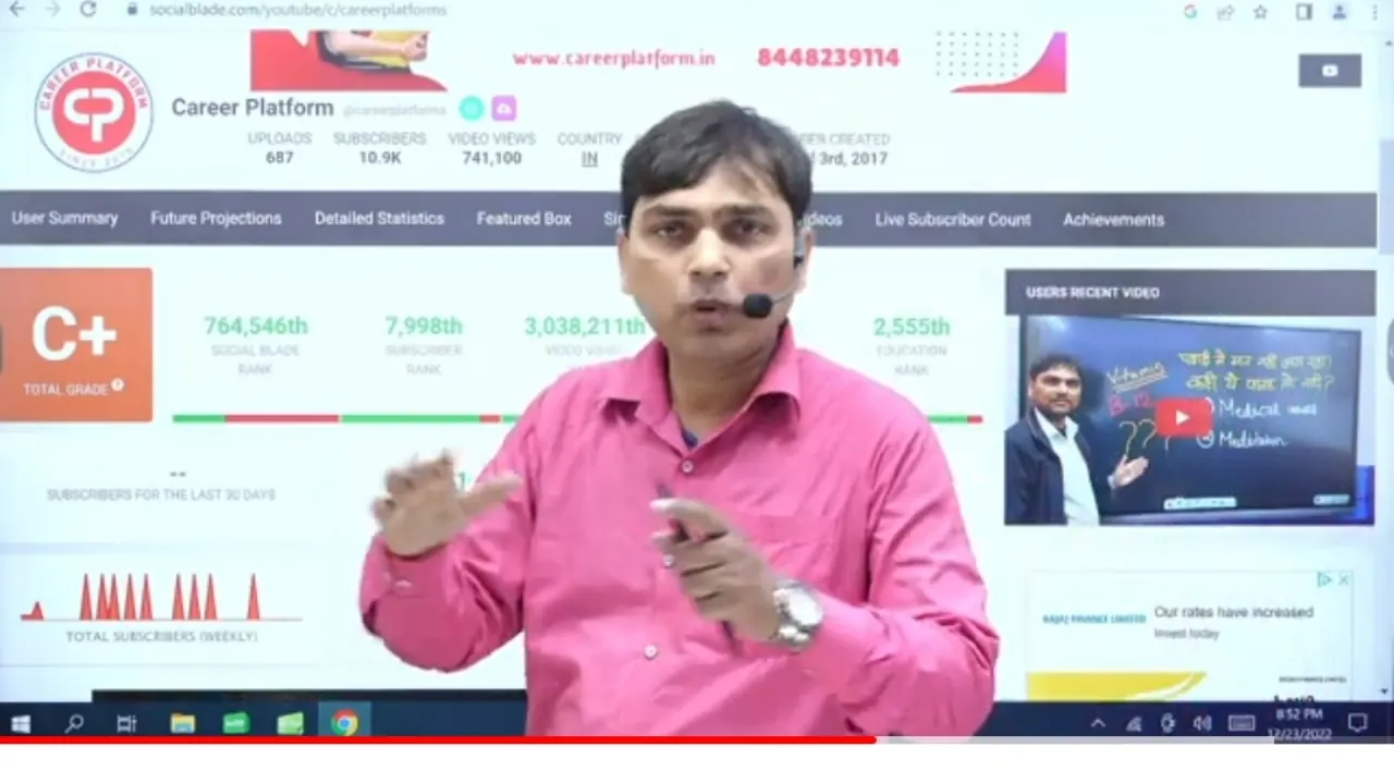 Career Platform teacher conducting a live online class for the YouTube channel